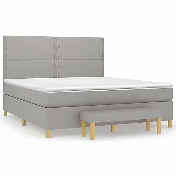 vidaXL Boxspringbett Boxspringbett mit Matratze Hellgrau 160x200 cm Stoff B günstig online kaufen