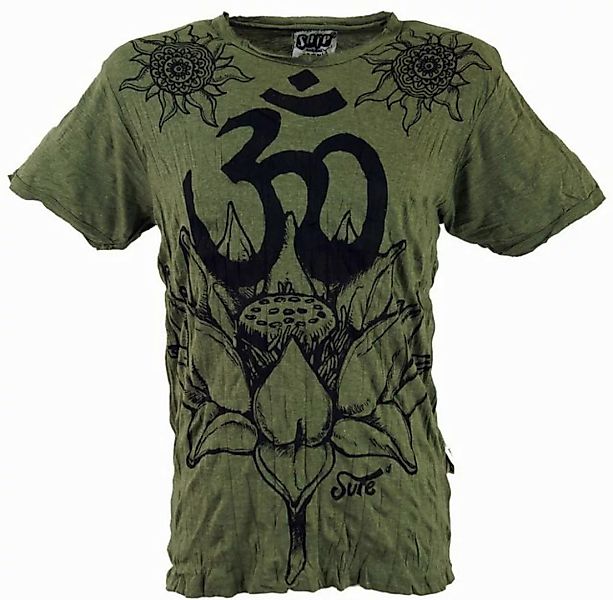 Guru-Shop T-Shirt Sure Herren T-Shirt Lotus OM - olive Goa Style, Festival, günstig online kaufen