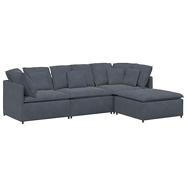 vidaXL Sofa Modulares Sofa mit Fußhocker Kissen Samt Dunkelgrau günstig online kaufen