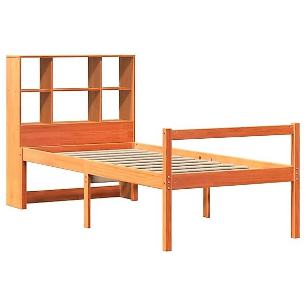 vidaXL Massivholzbett mit Regal ohne Matratze Wachsbraun 75x190 cm 3322026 günstig online kaufen