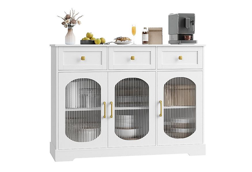 Homfa Sideboard 120cm Wohnimmer Küchenschrank, Buffetschrank mit 2 Schublad günstig online kaufen