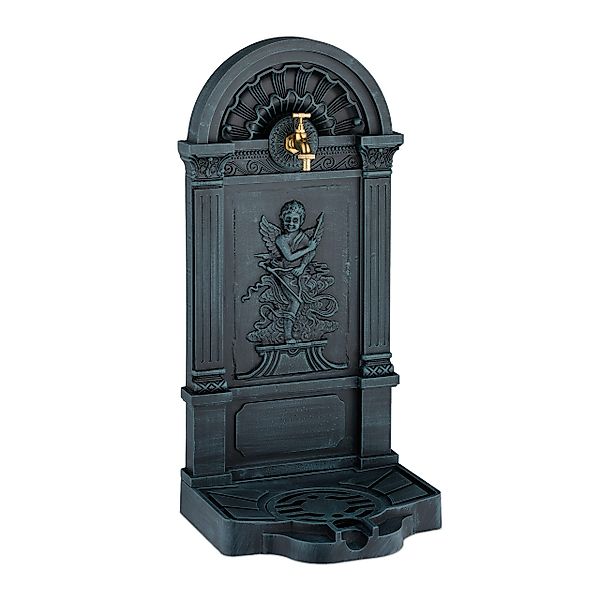 relaxdays Gartenbrunnen Standbrunnen im Engel-Design, Grau günstig online kaufen