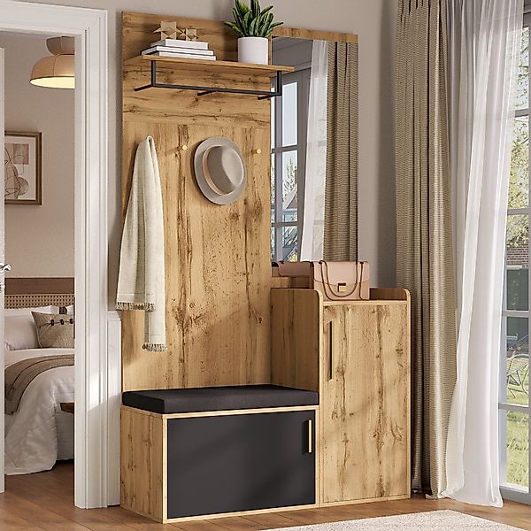 Merax Garderoben-Set mit Spiegel & gepolsterter günstig online kaufen