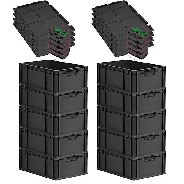 PROREGAL SuperSparSet 10x Eurobox Nextgen Grip Mit Scharnierdeckel Und Grün günstig online kaufen