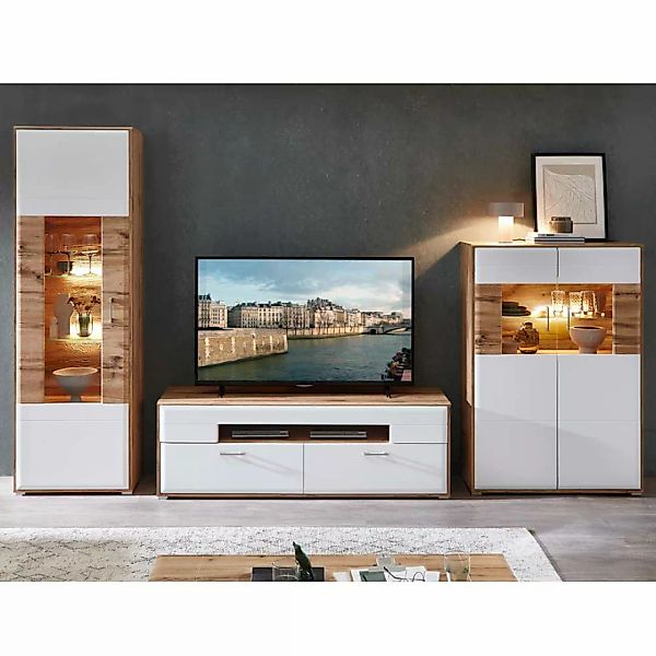 Schrankwand Wohnzimmer modern 204 cm hoch 50 cm tief (dreiteilig) günstig online kaufen