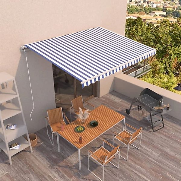 furnicato Markise Automatisch Einziehbar 400x350 cm Blau und Weiß günstig online kaufen