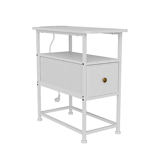 PXloue Beistelltisch Nachttisch mit Steckdosenleiste 1 Schubladen 60x30x62c günstig online kaufen