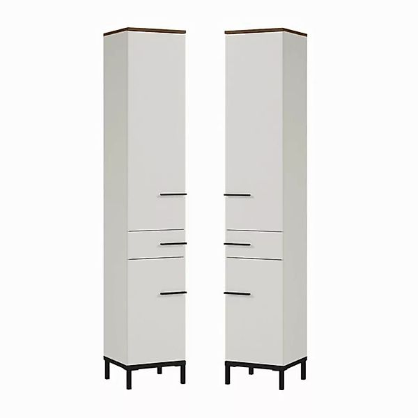 Lomadox Hochschrank YOKOHAMA-01 Badezimmer in Kaschmir mit Absetzung in Nus günstig online kaufen