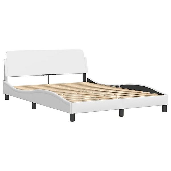 furnicato Bettgestell "Dover" Weiß 140x190 cm Kunstleder (1-tlg) günstig online kaufen