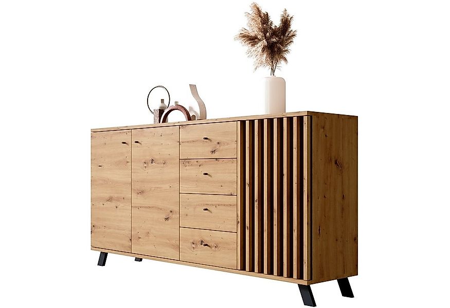 Newroom Sideboard Barea, Wildeiche Sideboard Modern Wandpaneel Vintage High günstig online kaufen
