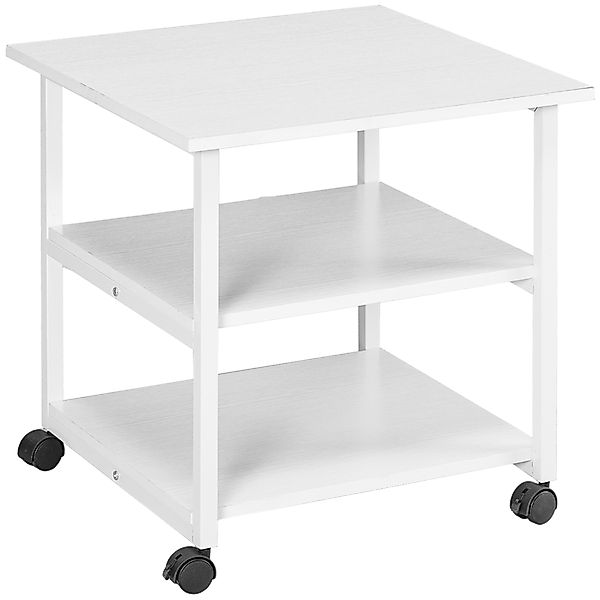 HOMCOM Druckerständer Rollwagen mit 3 Ebenen Regale und Rollen 50B x 50T x günstig online kaufen