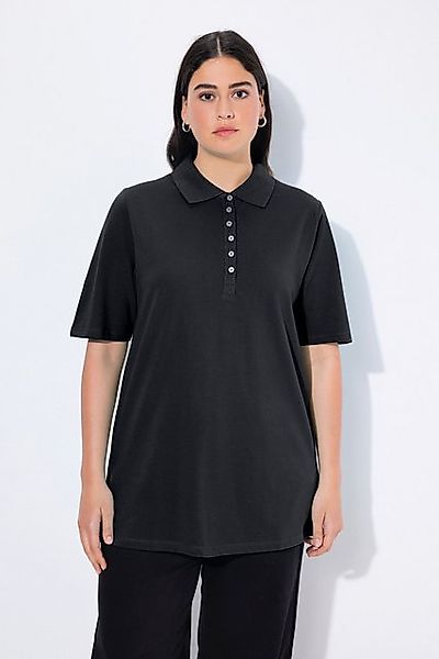 Ulla Popken T-Shirt Poloshirt Piqué Polokragen Samt-Knopfleiste günstig online kaufen