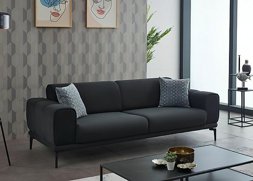 JVmoebel Sofa Dreisitzer Stoffsofa Sofa 3 Sitzer Polstersofa Couch Schwarz günstig online kaufen