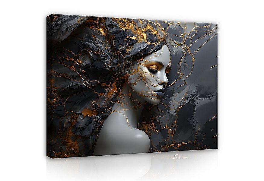 Wallarena Leinwandbild Frau Abstrakt Marmor Schwarz Modern Bilder XXL Wandb günstig online kaufen