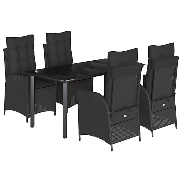 vidaXL 5-Tlg Garten-Essgruppe mit Kissen Schwarz Poly Rattan 3213188 günstig online kaufen