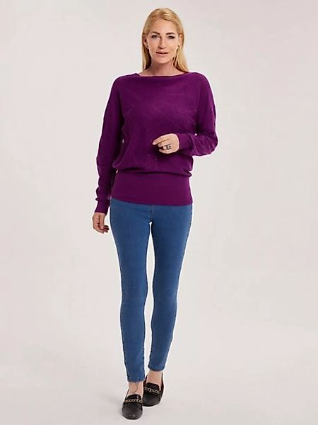 Sarah Kern Strickpullover Sweater figurumspielend mit Ziersteinen verziert günstig online kaufen