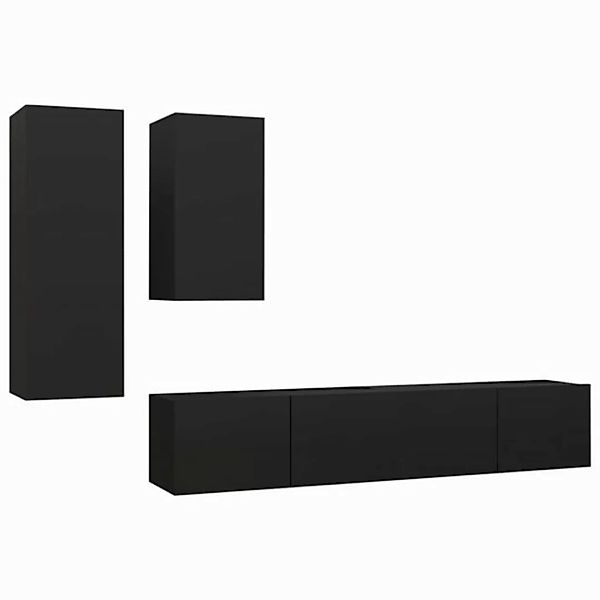 vidaXL TV-Schrank 4-tlg TV-Schrank-Set Schwarz Spanplatte günstig online kaufen