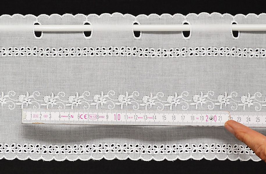 Gardinen Kranzusch Scheibengardine Batist Stickerei, Stangendurchzug, günstig online kaufen