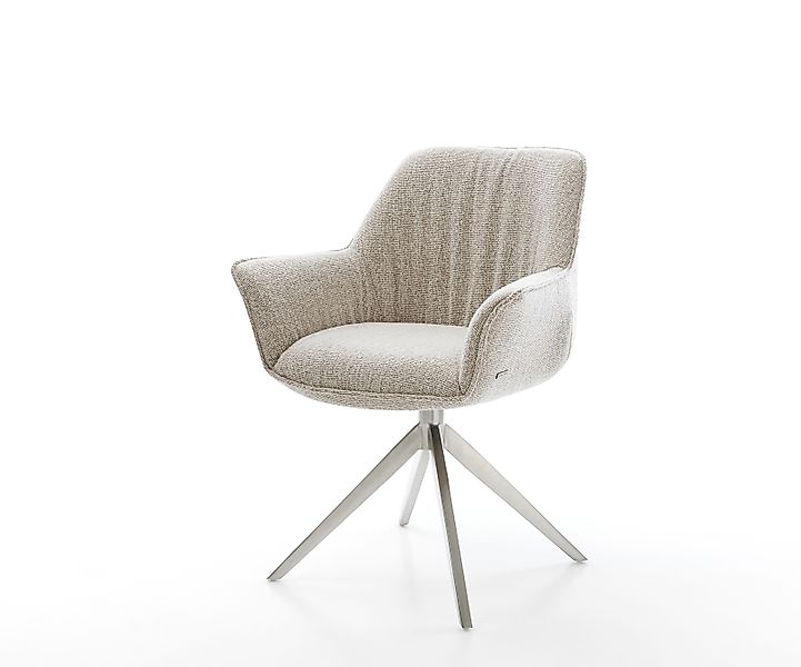 Drehstuhl Keila-Flex mit Armlehnen Webstoff Soft Beige Kreuzgestell breit E günstig online kaufen