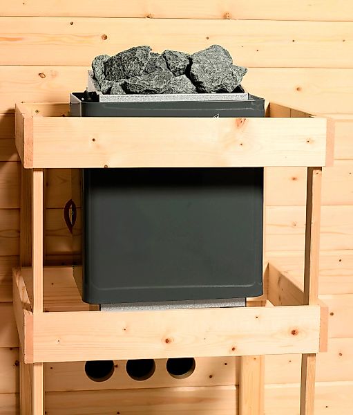 Karibu Sauna »Dima«, (Set), 3,6-kW-Bio-Plug & Play Ofen mit externer Steuer günstig online kaufen