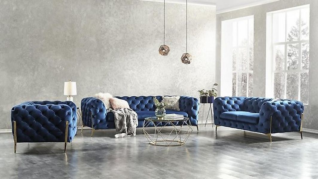 JVmoebel Sofa Chesterfield Samt Polster Sofagarnitur 3+2+1 Garnituren XXL, günstig online kaufen