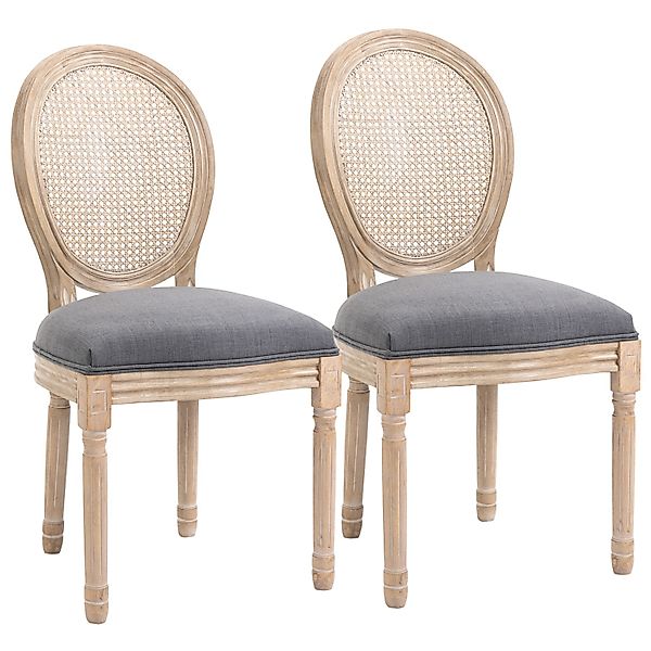 HOMCOM 2er Set Küchenstühle mit Rattan-Rückenlehne günstig online kaufen