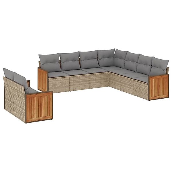 vidaXL 9-tlg Garten-Sofagarnitur mit Kissen Beige Poly Rattan Modell 195 günstig online kaufen