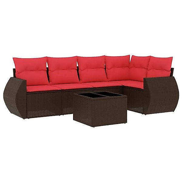 vidaXL 6-Tlg Gartensofa-Set mit Kissen Braun Polyrattan 3221343 günstig online kaufen