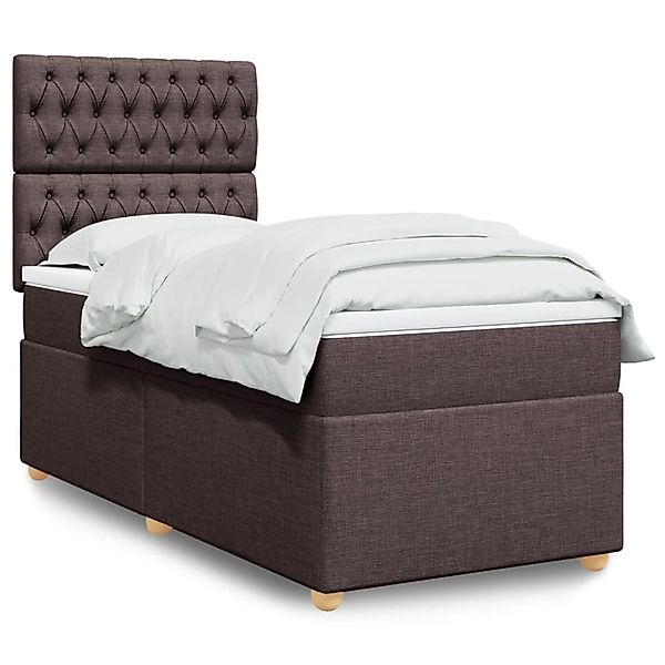 vidaXL Boxspringbett mit Matratze Dunkelbraun 90x200 cm Stoff 3293473 günstig online kaufen