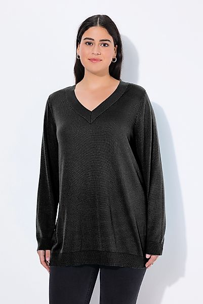 Ulla Popken Strickpullover Pullover V-Ausschnitt Langarm günstig online kaufen