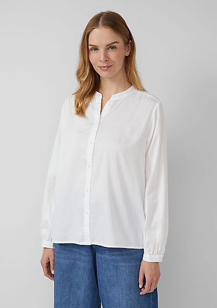 s.Oliver Langarmbluse Stehkragen-Bluse aus leichtem Baumwoll-Satin günstig online kaufen