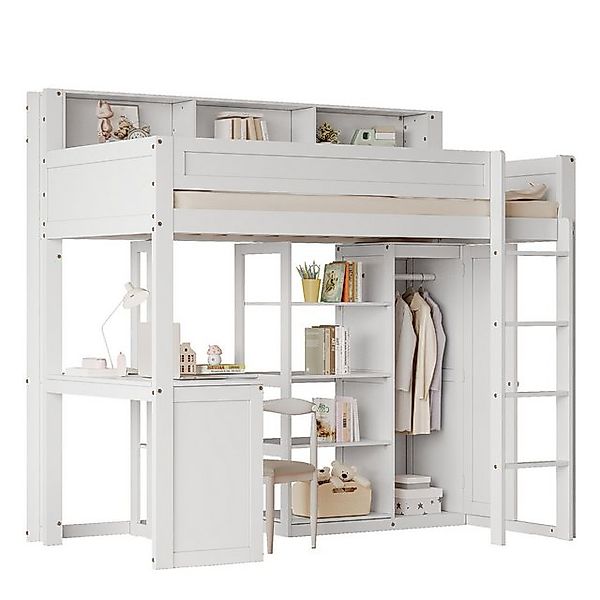REDOM Kinderbett Funktionsbett Etagenbett mit Tisch und Kleiderschrank (mit günstig online kaufen