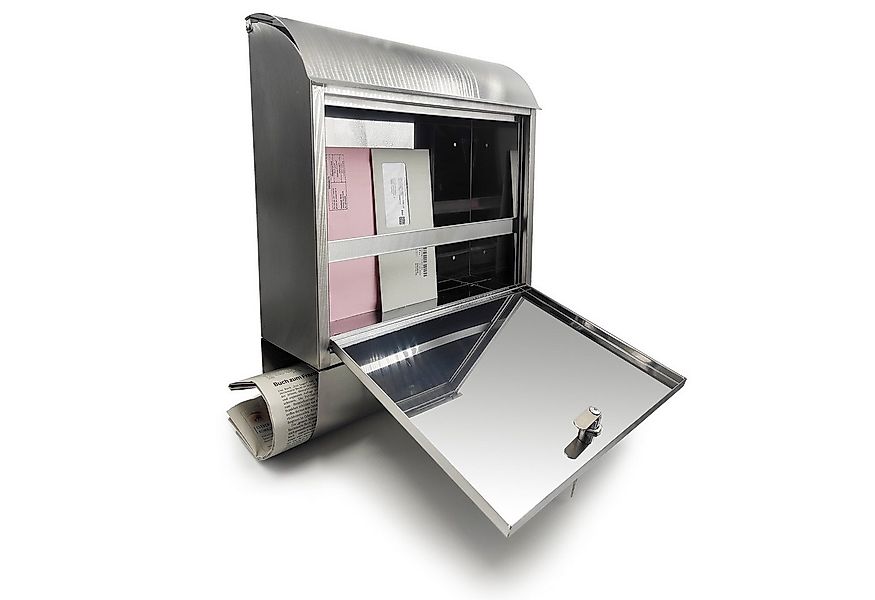 DM-Handel Briefkasten Edelstahl Briefkasten mit 2 Schhlüssel (46x40x13 cm, günstig online kaufen