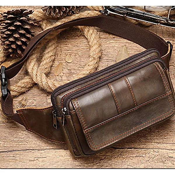 YUBRO-STUDIO Bauchtasche Herren Echtleder Bauchtasche Mehrere günstig online kaufen