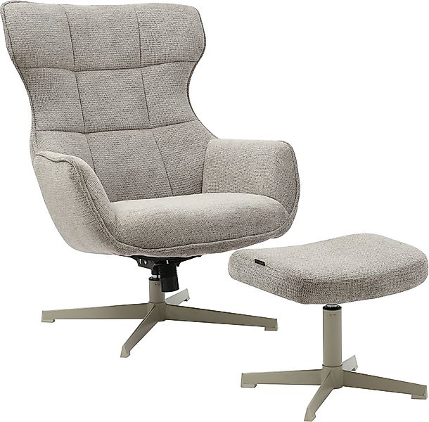 INOSIGN Drehsessel »DEGAN Ohrensessel mit Hocker im Set«, Relaxsessel mit 3 günstig online kaufen