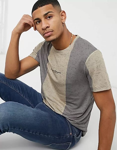 Burton Menswear – Copenhagen – Braunes T-Shirt mit Blockstreifen günstig online kaufen