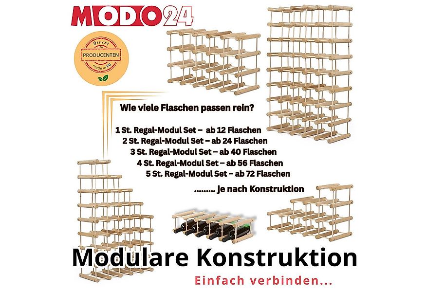 Modo24 Flaschenregal RW7 Eiche Nadelholz Massivholz Für 12 bis 76 Flaschen günstig online kaufen