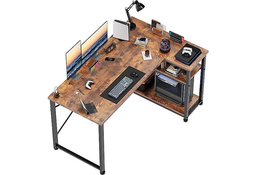 HOMALL Eckschreibtisch 100/120L Form mit Ablagefächern, 2 Tier DIY Lagerreg günstig online kaufen