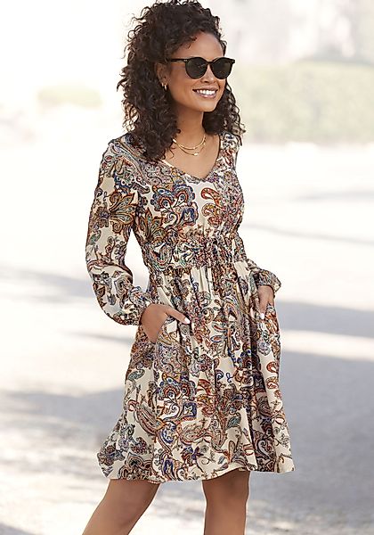 Vivance Druckkleid, mit Paisleydruck und Taschen, langärmliges Sommerkleid, günstig online kaufen