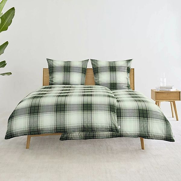 s.Oliver Flanell Bettwäsche 6126-170 Kariert Grün Natur 135x200 günstig online kaufen