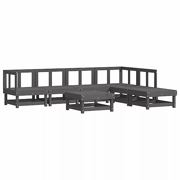 vidaXL 7-tlg Garten-Lounge-Set Grau Massivholz Kiefer Modell 30 günstig online kaufen