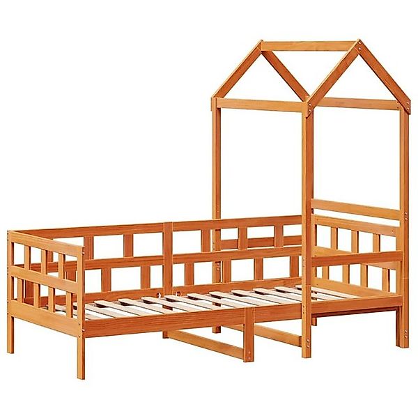 vidaXL Bett Tagesbett mit Dach Wachsbraun 90x200 cm Massivholz Kiefer günstig online kaufen