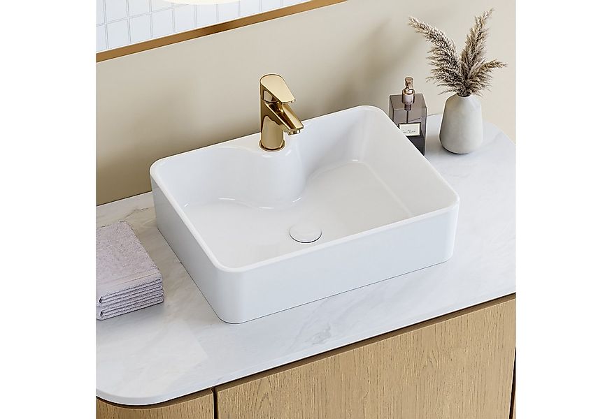 HOROW Aufsatzwaschbecken Waschbecken Waschtisch Keramik Rechteckig Aufsatzb günstig online kaufen