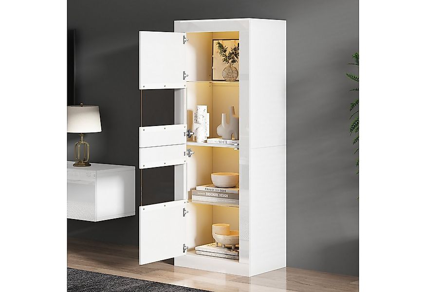 HAUSS SPOLE Vitrine Hochglanz Vitrine mit LED-Beleuchtung, 1 Glasboden,Hoch günstig online kaufen