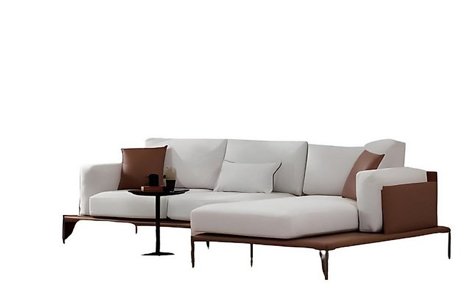 JVmoebel Ecksofa Weiß-Braunes Ecksofa Designer L-Form Couch Moderne Wohnzim günstig online kaufen