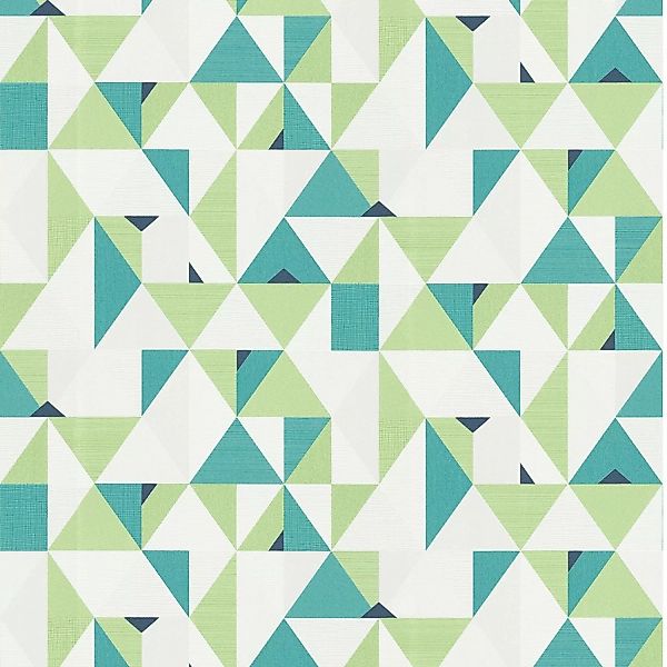Bricoflor Grüne Tapete mit Dreieck Muster Retro Vliestapete Geometrisch Ide günstig online kaufen