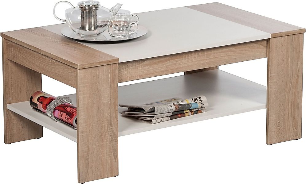 Stolkom Couchtisch "Finley mit Ablageboden, Eiche Sonoma Weiß, BxHxT 100x44 günstig online kaufen