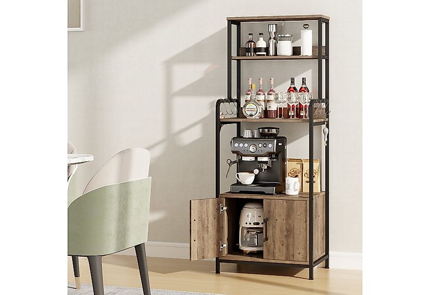 HOMECHO Küchenregal, Bäckerregal mit Tür Standregal aus Holz und Metall für günstig online kaufen