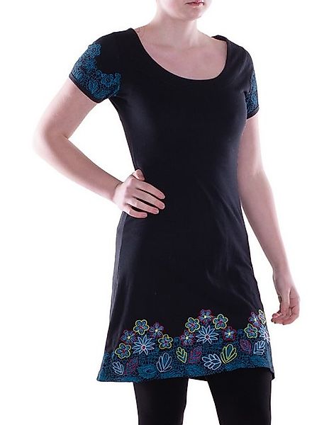Vishes Sommerkleid Damen A-Linie Kleid Baumwolle Blumen-Muster mit Stickere günstig online kaufen
