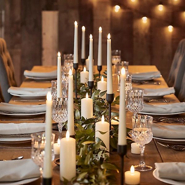 TruGlow® LED Hochzeitskerzen-Set Echtwachs elfenbeinfarben günstig online kaufen